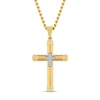 Thumbnail Image 0 of Men's 1/20 CT. T.W. Diamond Mini Cross Inlay Pendant in Stainless Steel and Yellow Ion Plate - 24"