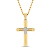 Thumbnail Image 0 of Men's 1/20 CT. T.W. Diamond Mini Cross Inlay Pendant in Stainless Steel and Yellow Ion Plate - 24"