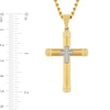 Thumbnail Image 1 of Men's 1/20 CT. T.W. Diamond Mini Cross Inlay Pendant in Stainless Steel and Yellow Ion Plate - 24"