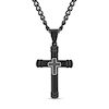 Thumbnail Image 0 of Men's 1/20 CT. T.W. Black Diamond Mini Cross Inlay Pendant in Stainless Steel with Black Ion Plate - 24"