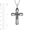 Thumbnail Image 2 of Men's 1/6 CT. T.W. Black Diamond Mini-Cross Inlay Outline Pendant in Stainless Steel and Black Ion Plate - 24"