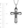 Thumbnail Image 1 of Men's 1/6 CT. T.W. Black Diamond Mini-Cross Inlay Outline Pendant in Stainless Steel and Black Ion Plate - 24"