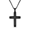 Thumbnail Image 0 of Men's 1/6 CT. T.W. Black Diamond Cross Pendant in Stainless Steel with Black Ion Plate - 24"