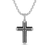 Thumbnail Image 0 of Men's 1/6 CT. T.W. Black Diamond Cross Pendant in Stainless Steel and Black Ion Plate - 24"