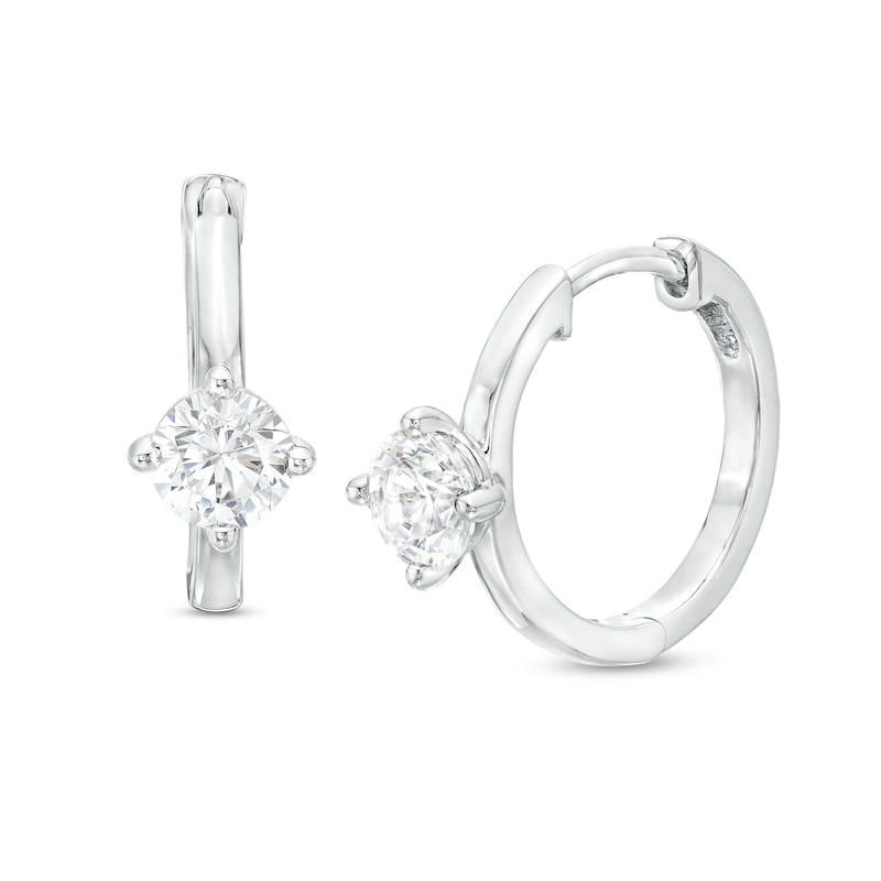 Main Image 1 of 1 CT. T.W. Certified Lab-Grown Diamond Solitaire Hoop Earrings in 14K White Gold (F/SI2)