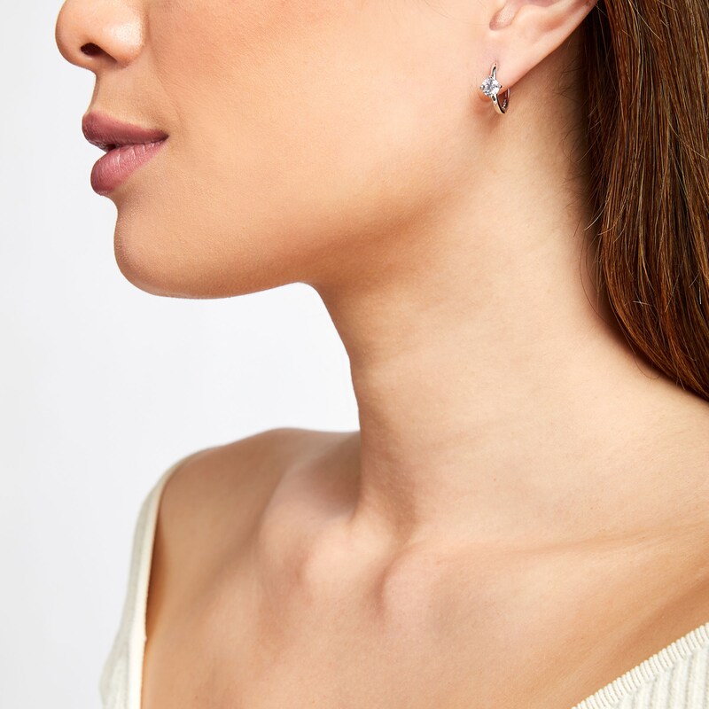 Main Image 2 of 1 CT. T.W. Certified Lab-Grown Diamond Solitaire Hoop Earrings in 14K White Gold (F/SI2)