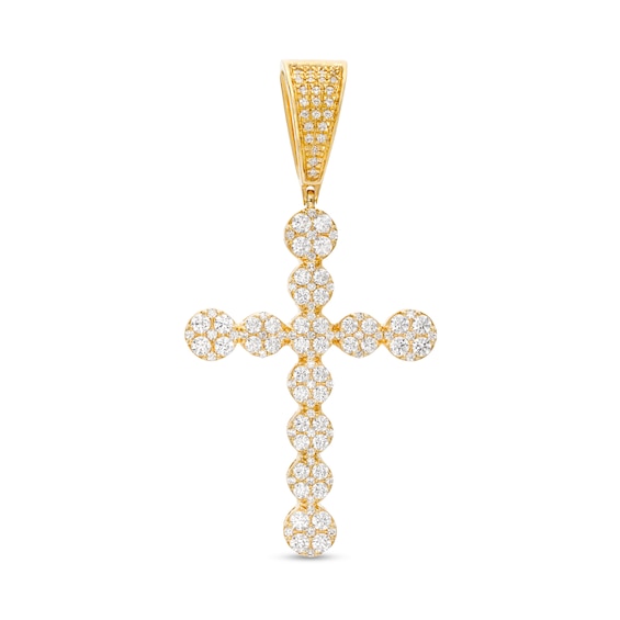 1-1/2 CT. T.w. Multi-Diamond Cross Necklace Charm in 10K Gold