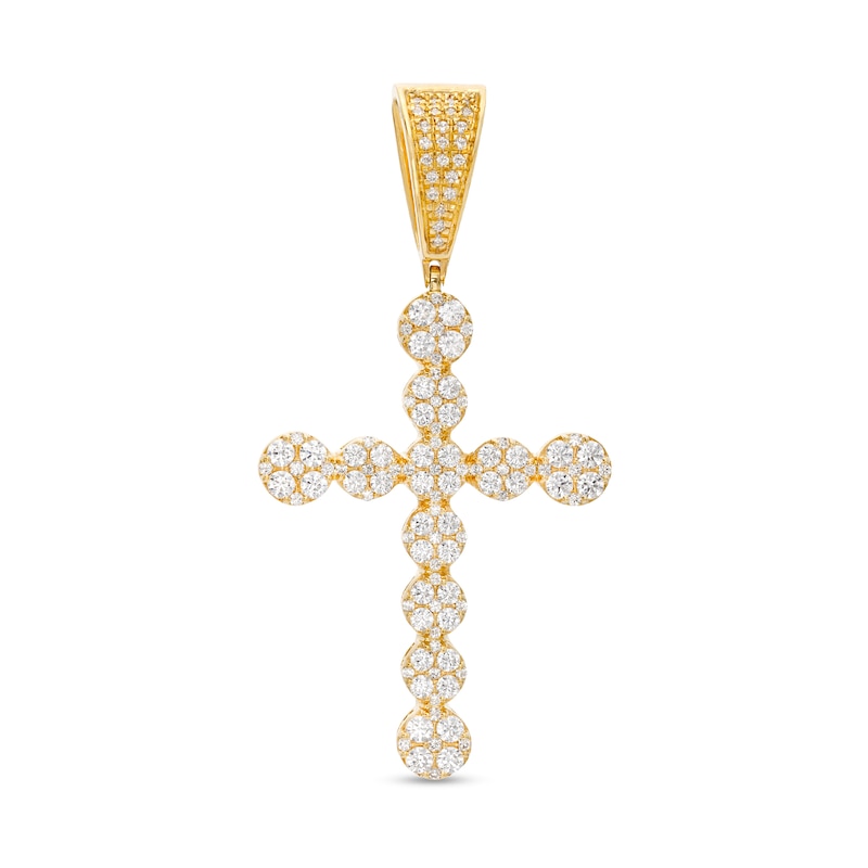 Men's 1-1/2 CT. T.W. Multi-Diamond Cross Necklace Charm in 10K Gold