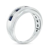 Thumbnail Image 2 of TRUE Lab-Created Diamonds by Vera Wang Love Men's 1/2 CT. T.W. with Blue Sapphires Wedding Band in 14K White Gold