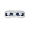 Thumbnail Image 3 of TRUE Lab-Created Diamonds by Vera Wang Love Men's 1/2 CT. T.W. with Blue Sapphires Wedding Band in 14K White Gold