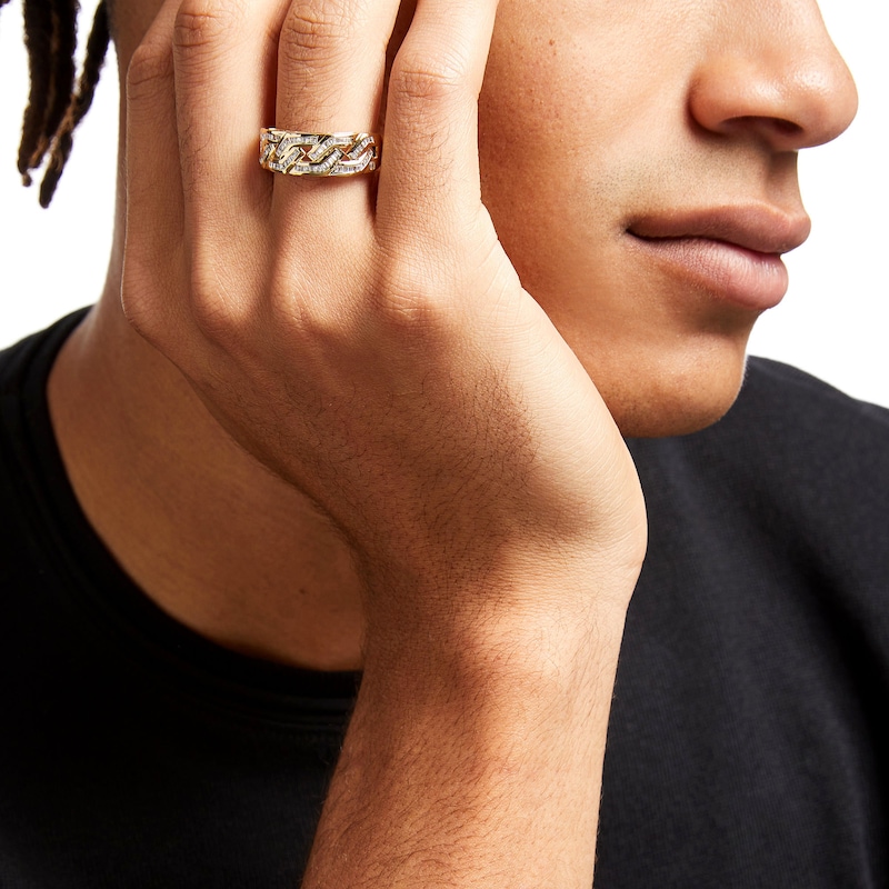 Main Image 2 of 5/8 CT. T.W. Baguette Diamond Boomerang Pattern Ring in 10K Gold
