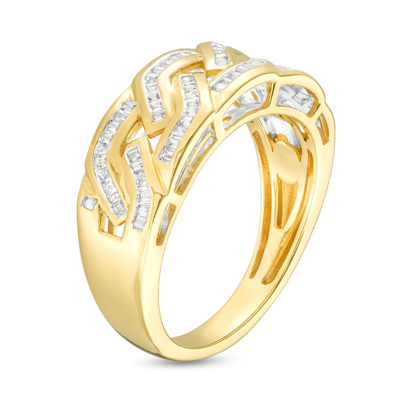 Main Image 3 of 5/8 CT. T.W. Baguette Diamond Boomerang Pattern Ring in 10K Gold