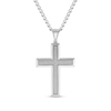 Thumbnail Image 0 of Men's 1/2 CT. T.W. Diamond Double Row Cross Pendant in Stainless Steel - 24"