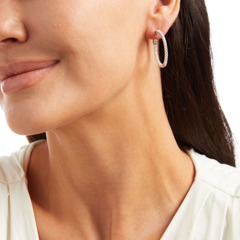 Main Image 2 of 2 CT. T.W. Certified Lab-Grown Diamond Inside-Out Hoop Earrings in 14K White Gold (F/SI2)