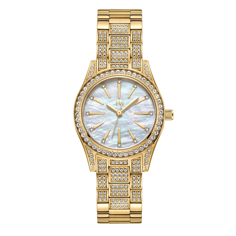 Main Image 1 of Ladies' JBW Cristal Spectra Diamond and Crystal Accent 18K Gold Plate Watch with Mother-of-Pearl Dial (Model: J6392A)