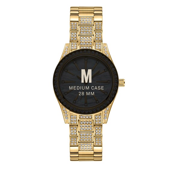 Ladies' JBW Cristal Spectra Diamond and Crystal Accent 18K Gold Plate Watch with Mother-of-Pearl Dial (Model: J6392A)