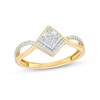 Thumbnail Image 1 of 1/5 CT. T.W. Princess-Shaped Multi-Diamond Tilted Twist Shank Ring in 10K Gold