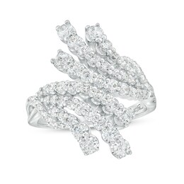 Marilyn Monroe™ Collection 1-1/2 CT. T.W. Certified Lab-Created Diamond Bypass Triple Row Ring in 10K White Gold (F/SI2)