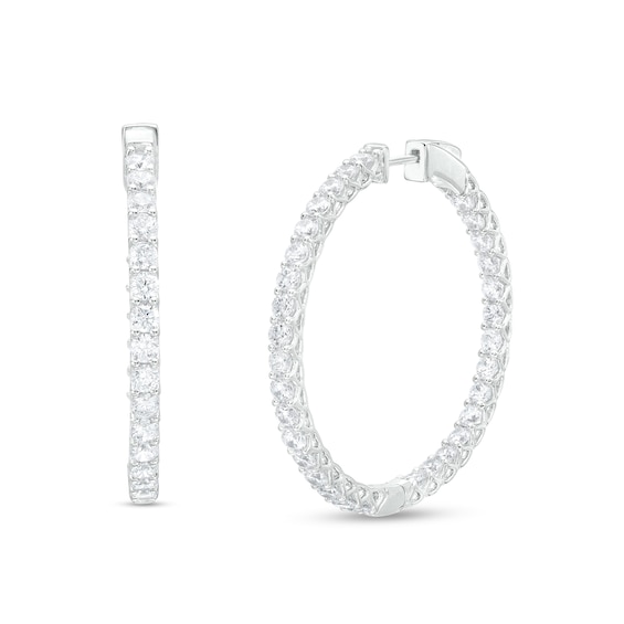 CT. T.w. Certified Lab-Grown Diamond Inside-Out Hoop Earrings in 14K White Gold (F/Si2