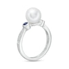 Thumbnail Image 3 of Vera Wang Love Collection Freshwater Cultured Pearl, Blue Sapphire and 1/20 CT. T.W. Diamond Ring in 10K White Gold