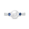 Thumbnail Image 4 of Vera Wang Love Collection Freshwater Cultured Pearl, Blue Sapphire and 1/20 CT. T.W. Diamond Ring in 10K White Gold