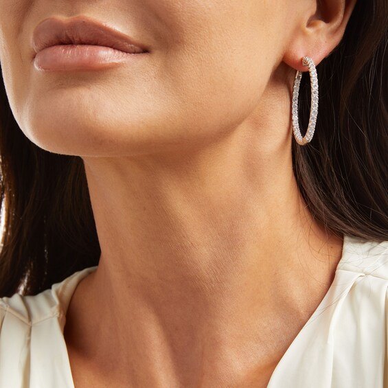 6 CT. T.w. Certified Lab-Grown Diamond Inside-Out Hoop Earrings in 14K White Gold (F/Si2)