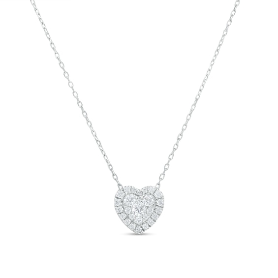1/2 CT. T.w. Certified Heart-Shaped Lab-Grown Multi-Diamond Frame Necklace in 14K White Gold (F/Si2)