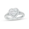 Thumbnail Image 1 of 3/4 CT. T.W. Certified Heart-Shaped Lab-Grown Multi-Diamond Frame Split Shank Ring in 14K White Gold (F/SI2)