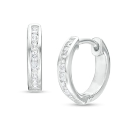 1/4 CT. T.W. Diamond Huggie Hoop Earrings in 10K White Gold