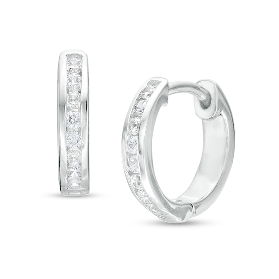 1/4 CT. T.w. Diamond Huggie Hoop Earrings in 10K White Gold