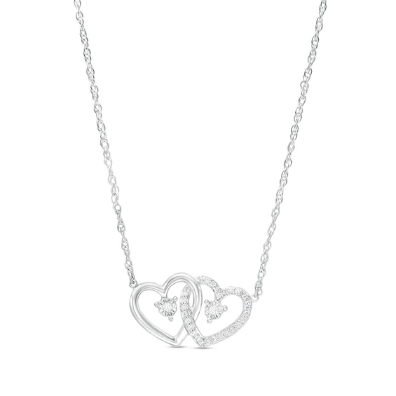 1/15 CT. T.w. Diamond Interlocking Hearts Necklace in Sterling Silver