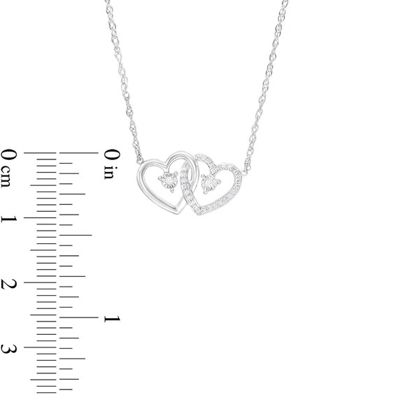 1/15 CT. T.w. Diamond Interlocking Hearts Necklace in Sterling Silver
