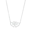 Thumbnail Image 1 of 1/15 CT. T.W. Diamond Interlocking Hearts Necklace in Sterling Silver