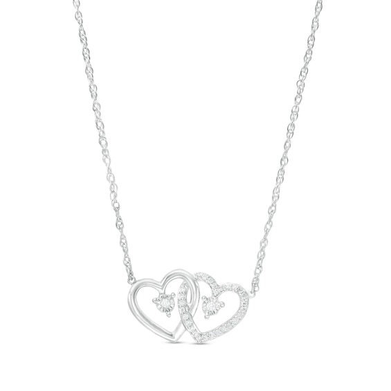 1/15 CT. T.w. Diamond Interlocking Hearts Necklace in Sterling Silver