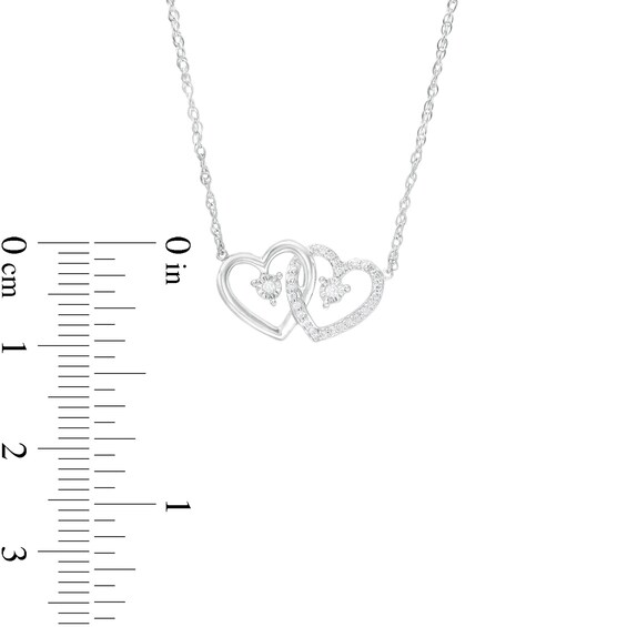 1/15 CT. T.w. Diamond Interlocking Hearts Necklace in Sterling Silver