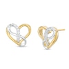 1/10 CT. T.W. Diamond Infinity Heart Interlocking Stud Earrings in Sterling Silver and 14K Gold Plate