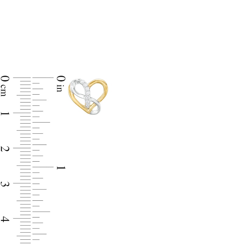 1/10 CT. T.W. Diamond Infinity Heart Interlocking Stud Earrings in Sterling Silver and 14K Gold Plate