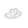 Thumbnail Image 1 of 1/20 CT. T.W. Diamond Double Heart Open Shank Ring in Sterling Silver
