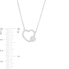 Thumbnail Image 3 of 1/8 CT. T.W Diamond Double Heart Necklace in Sterling Silver