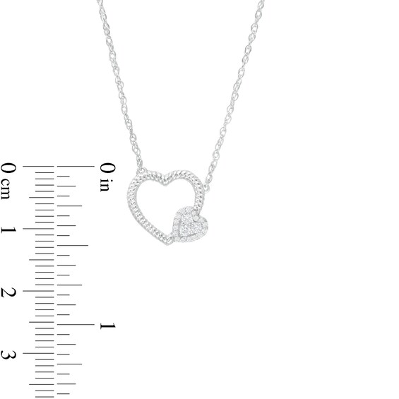1/8 CT. T.W Diamond Double Heart Necklace in Sterling Silver