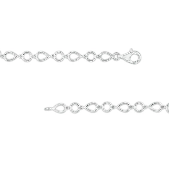 1/20 CT. T.w. Diamond Open Circle and Teardrop Alternating Bracelet in Sterling Silver - 7.25"