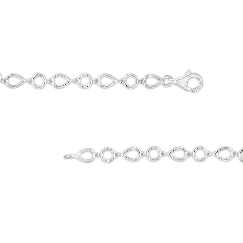 Main Image 3 of 1/20 CT. T.W. Diamond Open Circle and Teardrop Alternating Bracelet in Sterling Silver - 7.25"