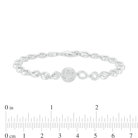 1/20 CT. T.w. Diamond Open Circle and Teardrop Alternating Bracelet in Sterling Silver - 7.25"