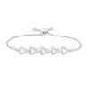 Thumbnail Image 1 of 1/20 CT. T.W. Diamond Five Open Hearts Bolo Bracelet in Sterling Silver - 9.5"