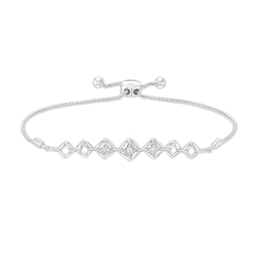 Diamond Accent Journey Square Frame Bracelet in Sterling Silver - 9.5&quot;