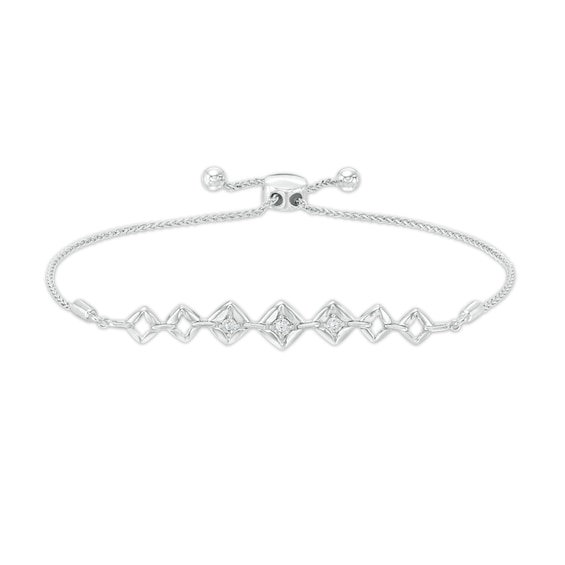 Diamond Accent Journey Square Frame Bracelet in Sterling Silver - 9.5"