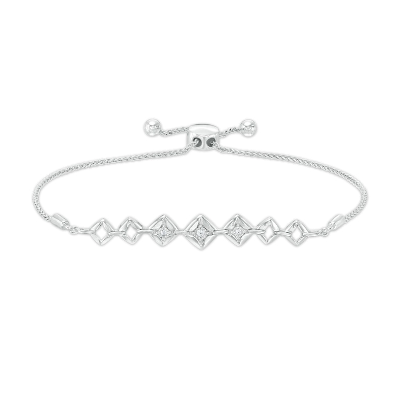 Main Image 1 of Diamond Accent Journey Square Frame Bracelet in Sterling Silver - 9.5"
