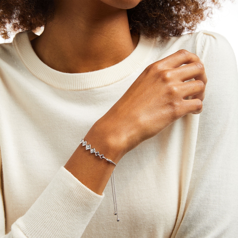 Main Image 2 of Diamond Accent Journey Square Frame Bracelet in Sterling Silver - 9.5"