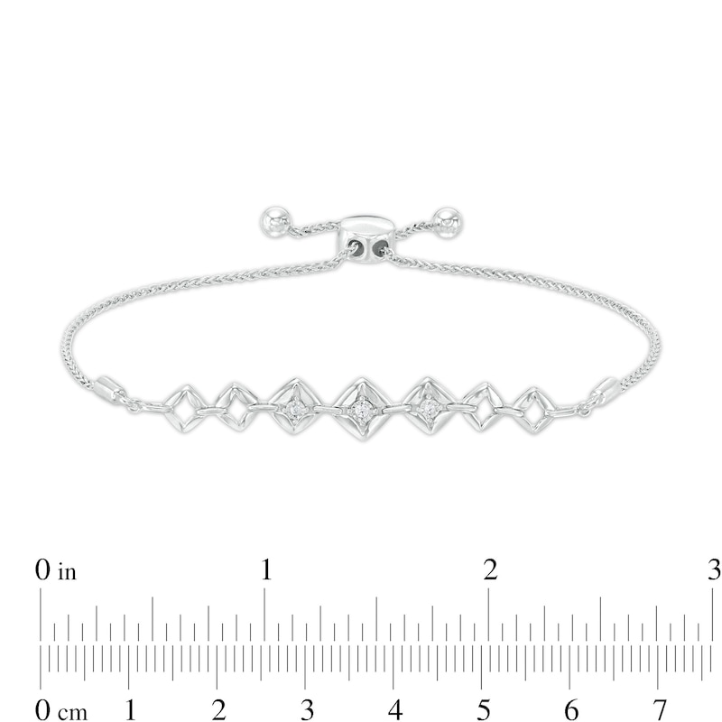 Main Image 3 of Diamond Accent Journey Square Frame Bracelet in Sterling Silver - 9.5"