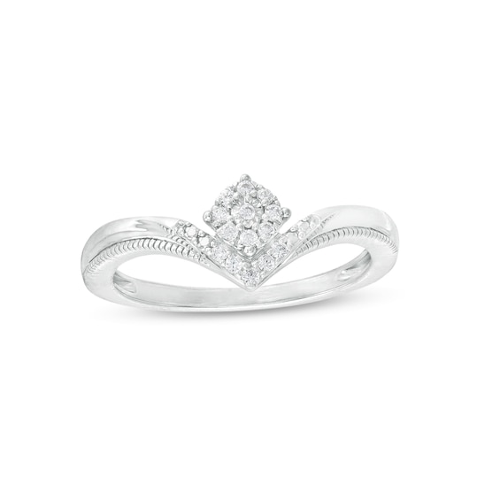 1/15 CT. T.w. Multi-Diamond Chevron Ring in Sterling Silver